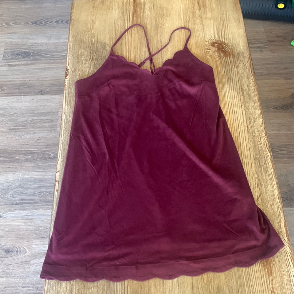 Faux suede maroon spaghetti strap mini dress size M